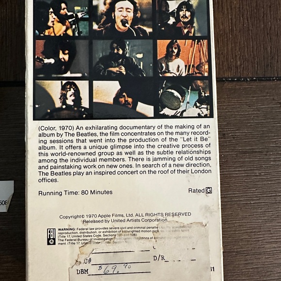 The Beatles "Let It Be" - VHS Format Official 1981 Magnetic Video - Picture 3 of 5